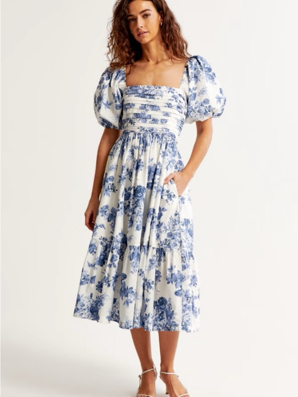 Abercrombie Emerson Floral Puff-Sleeve Midi Dress